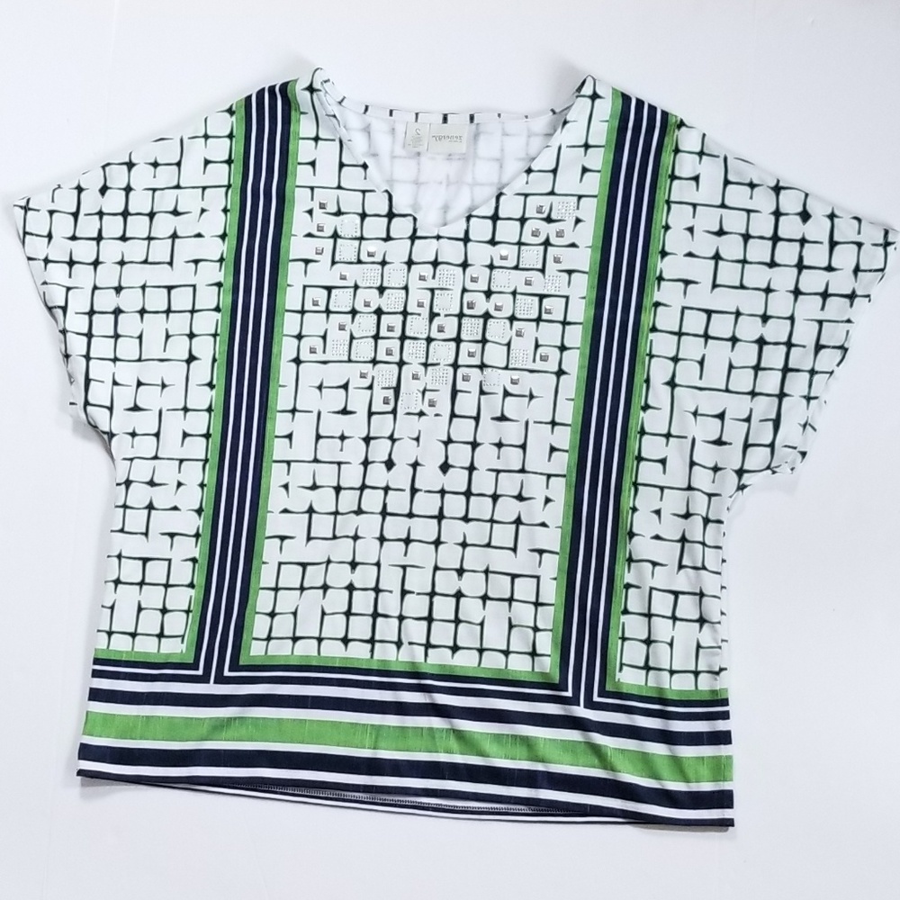 Zenergy by Chico's Short Sleeve V-neck Top Sz M